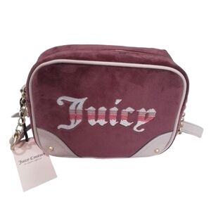 Juicy Couture Cabernet / Dusty Blush Retro Vibe Crossbody Velvet Handbag NEW